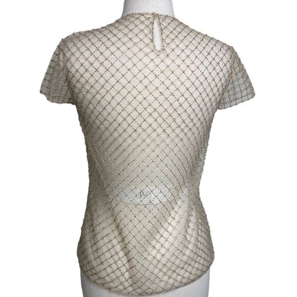 Luxury Embellished Net top XS tiny glass and crystal beads on a mesh fab… - Picture 4 of 5